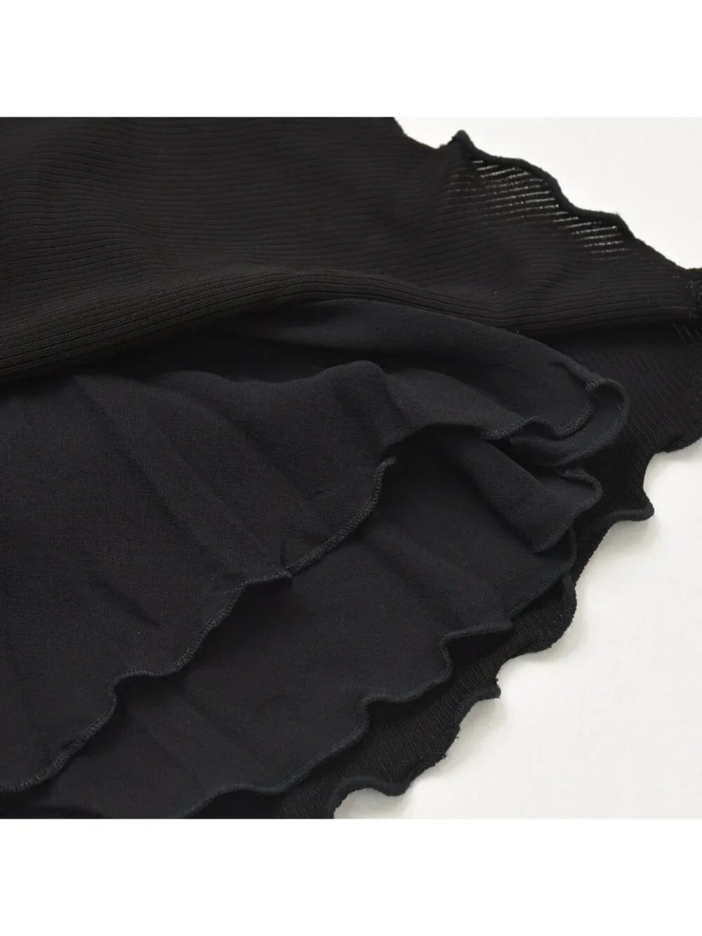 Chanel Boutique Black Skirt Flare Mellow Polished Rayon Vintage